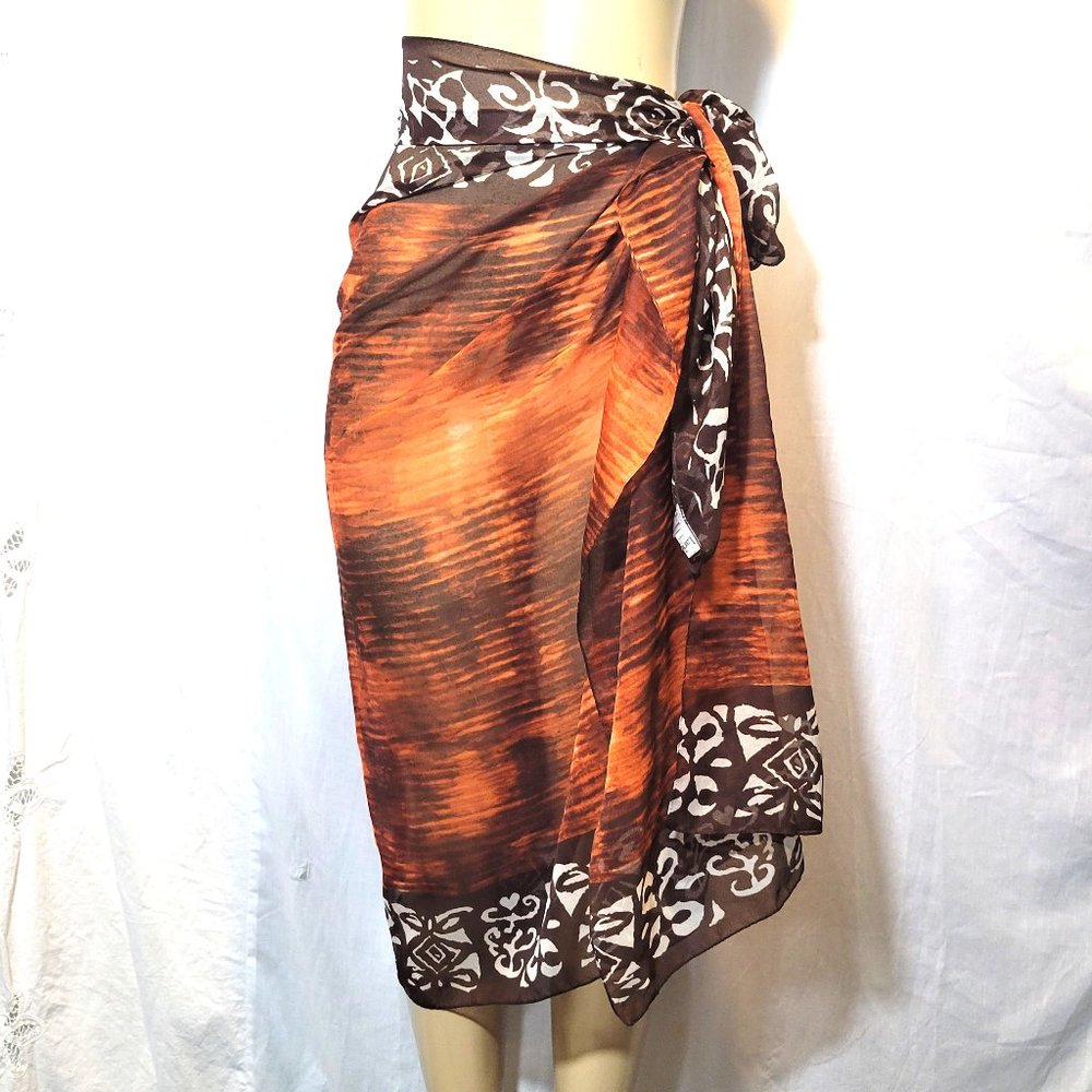 ITALY Larioseta Silk 63x40 Bohemian Indie Bright Orange Brown Class Scarf Shawl